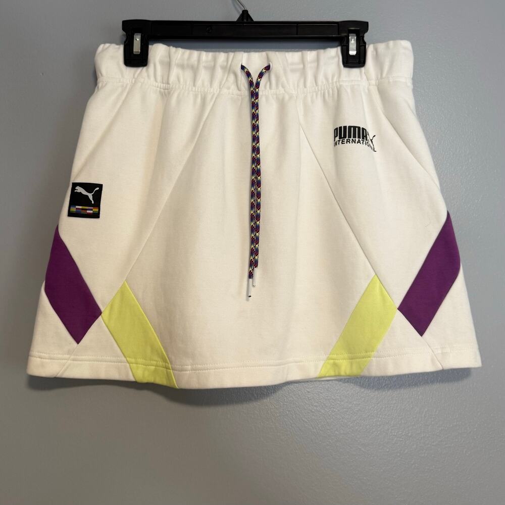 Puma International White Colorblock Double Knit Mini Skirt